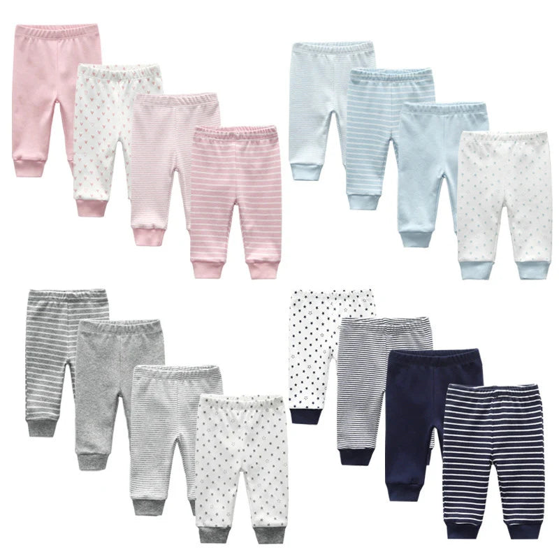 3/4/5PCS/LOT 100%Cotton Soft Girl Baby & Boy trousers Pants 0-24M