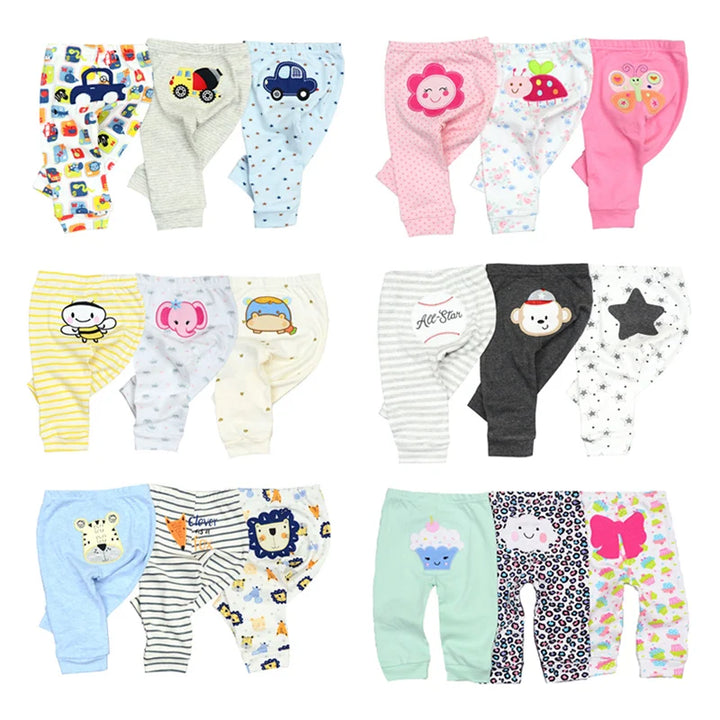 3/4/5PCS/LOT 100%Cotton Soft Girl Baby & Boy trousers Pants 0-24M