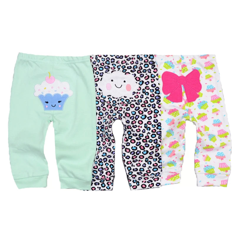 3/4/5PCS/LOT 100%Cotton Soft Girl Baby & Boy trousers Pants 0-24M