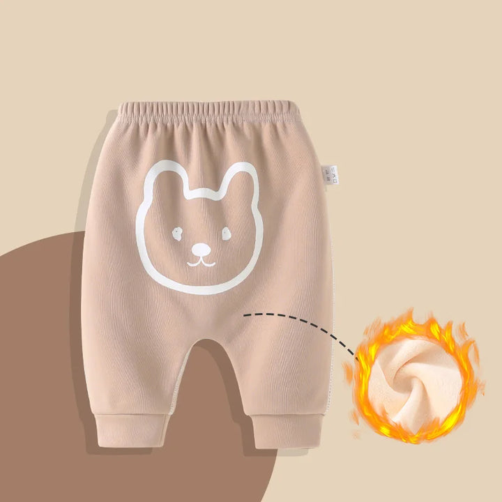 2024 Autumn Winter Newborn Girl Pp Pant Fleece Warm Kid Baby Girl Jogger Pant Cotton Bear Printed Elastic Waist Infant Girl Pant