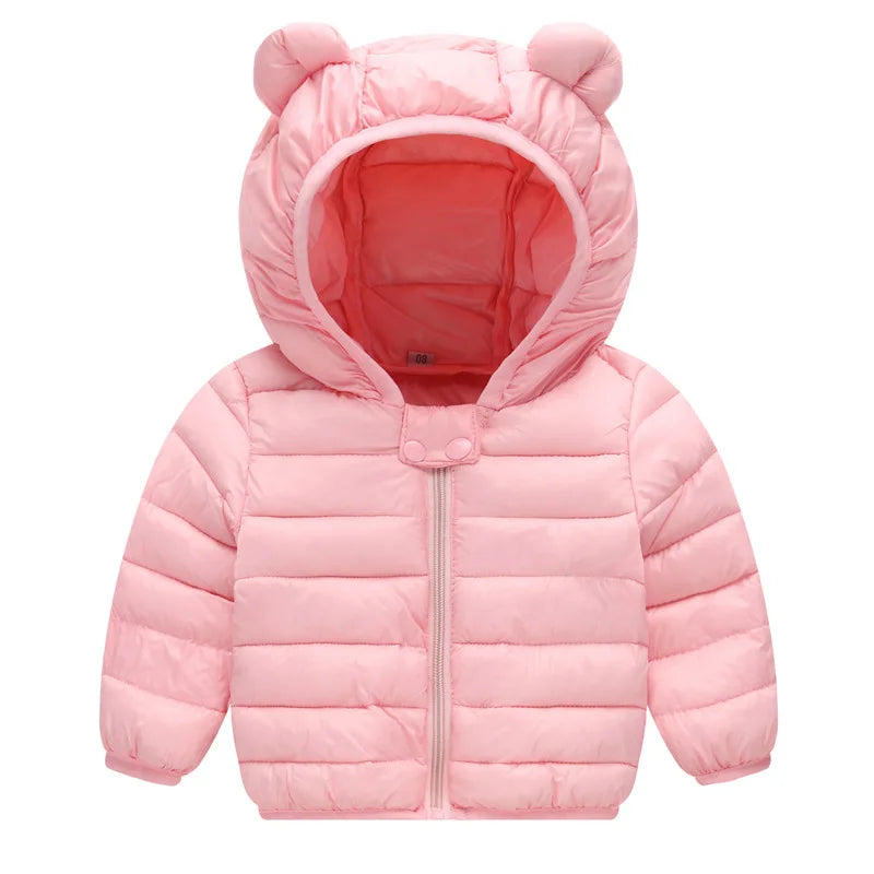 Boys Light Down Coat Girls Baby Warm Solid Color Hooded Jacket Autumn Winter New Children's Casual Fashion Outerwear 12M-5 Years