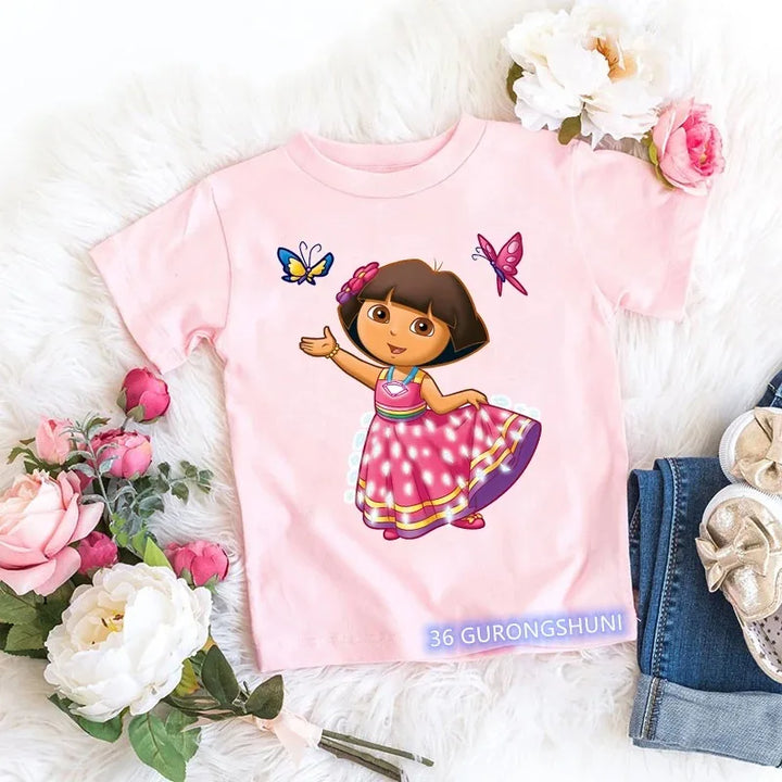 Fashion Kawaii Girls T-Shirt Pink Short-Sleeved Tops