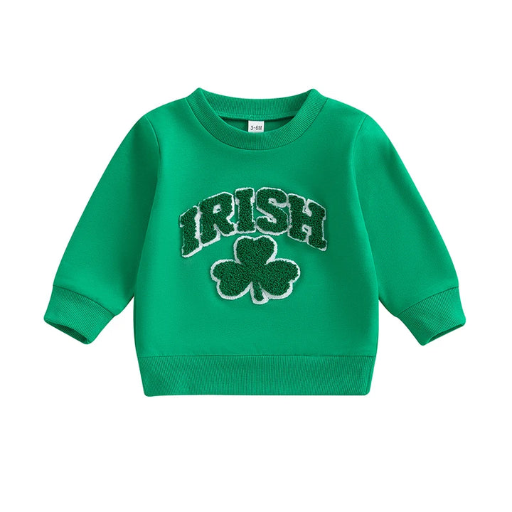 St Patrick s Day Kids Green Shamrock Print Hoodie Toddler Boy Girl Long Sleeve Pullover Irish Clover Sweatshirt Top