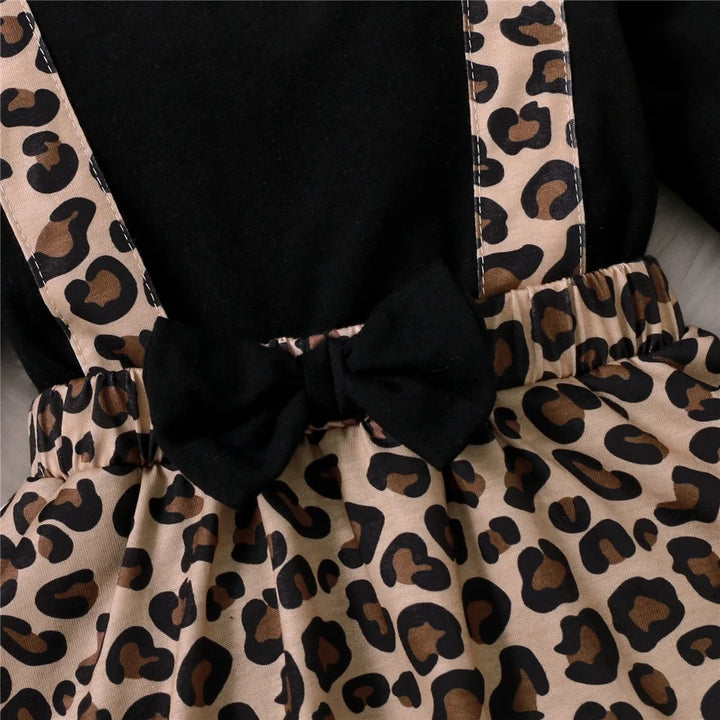 0-18Months Newborn Baby Girl Dress with Bow Long Sleeve Leopard Dresses Onesie Clothing Autumn Infant Fashion Cute Jumpsuit