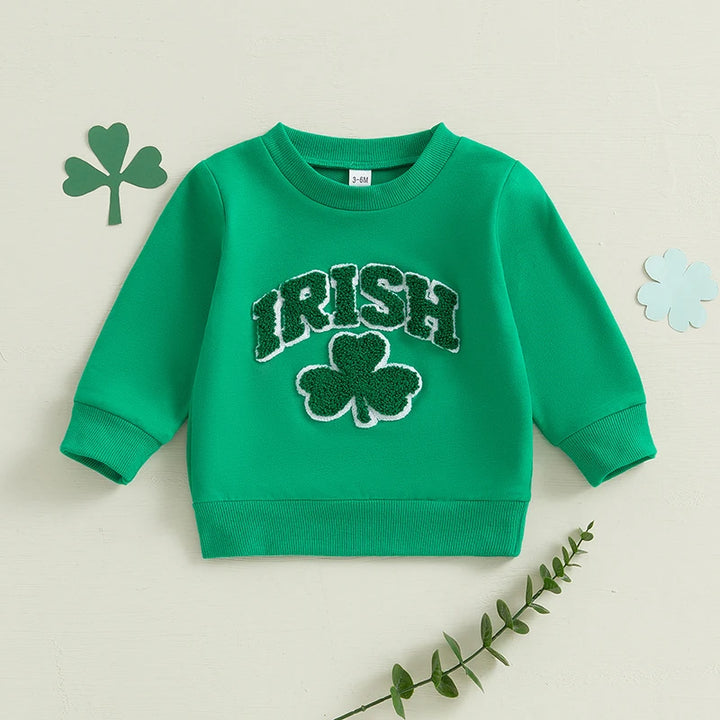 St Patrick s Day Kids Green Shamrock Print Hoodie Toddler Boy Girl Long Sleeve Pullover Irish Clover Sweatshirt Top