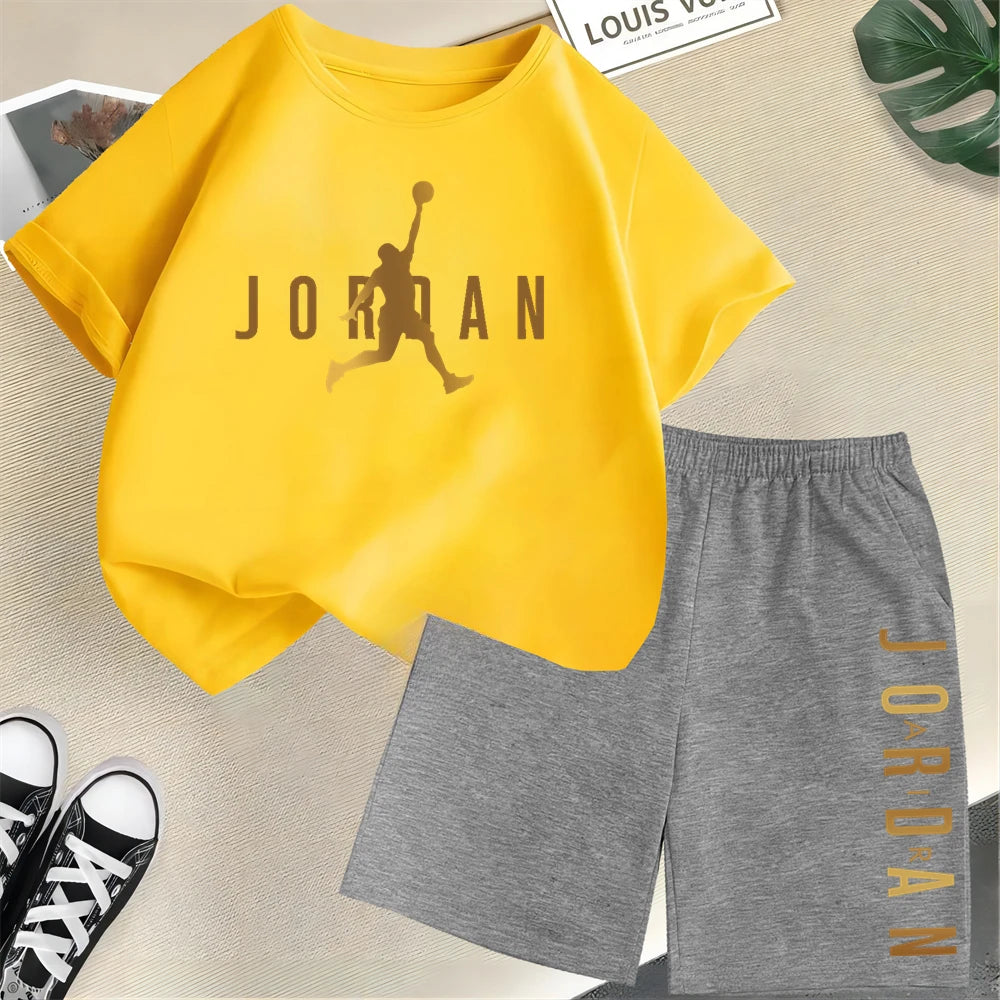 T-shirt Shorts 2pcs Set Kids Boy Girl Fashion Clothing