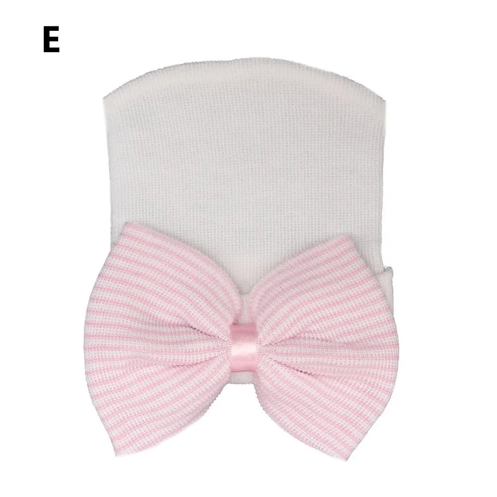 Newborn Hospital Hat Baby Hats Nursery Beanie Cap with Bow Cute