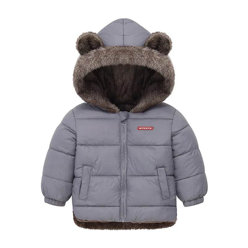 Baby Boys Girls Jacket Hooded Cotton Outerwear Children's Thick Fleece Coat Cashmere Padded Jackets Winter Boys Girls Warm Coats