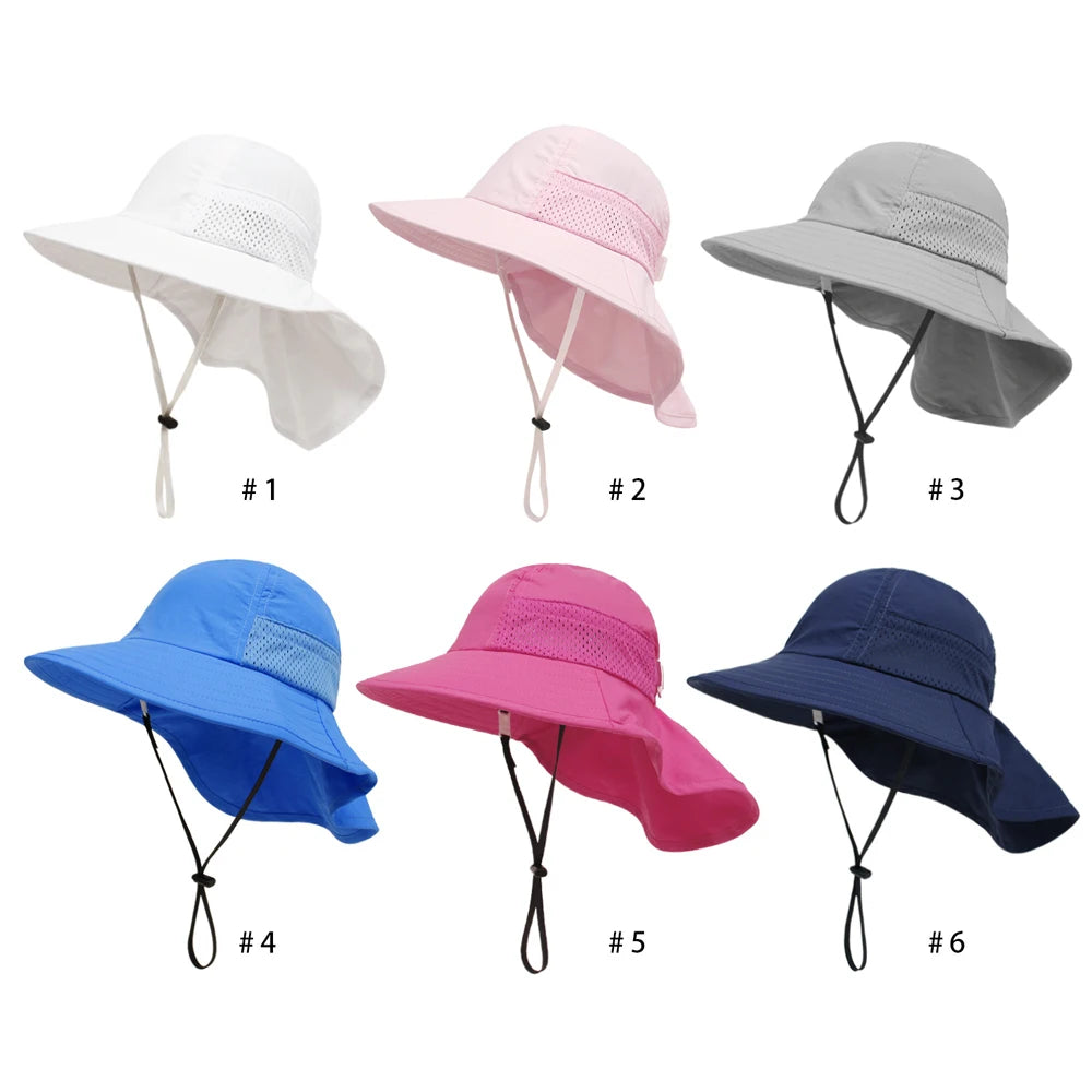 Neck Kids Bucket Hats for Girls Boys Adjustable 6M-6Y