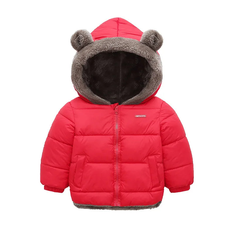 Baby Boys Girls Jacket Hooded Cotton Outerwear Children's Thick Fleece Coat Cashmere Padded Jackets Winter Boys Girls Warm Coats