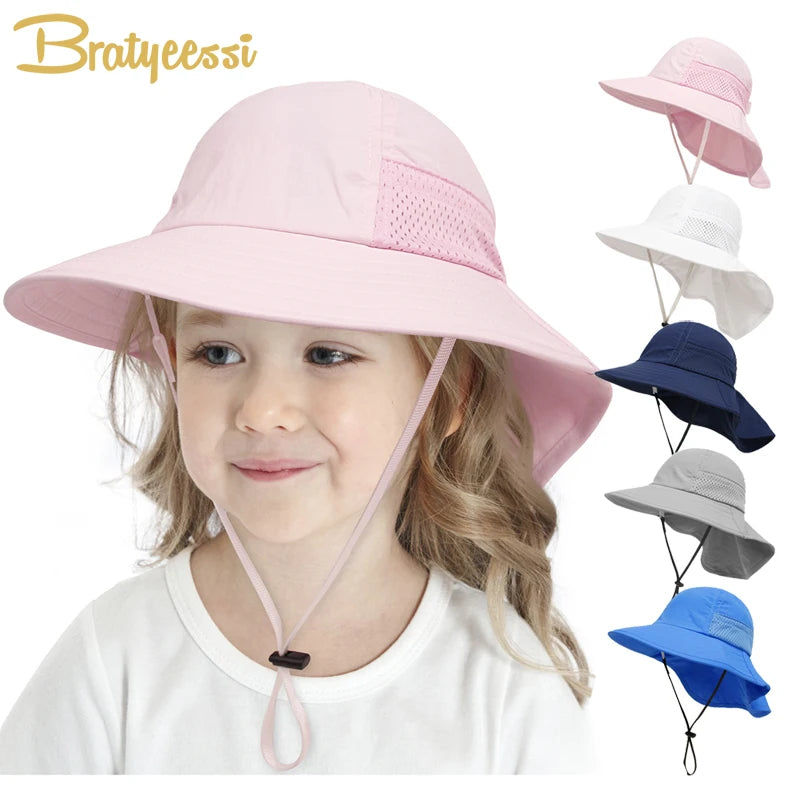 Neck Kids Bucket Hats for Girls Boys Adjustable 6M-6Y