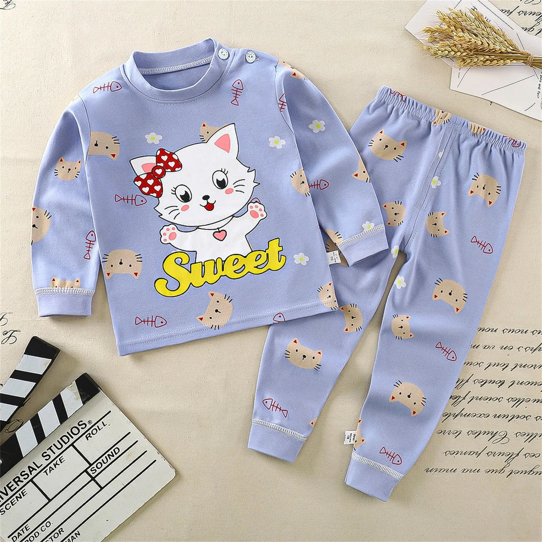 Toddler Kids Boys Girls Long Sleeve Pajamas Cartoon Tops