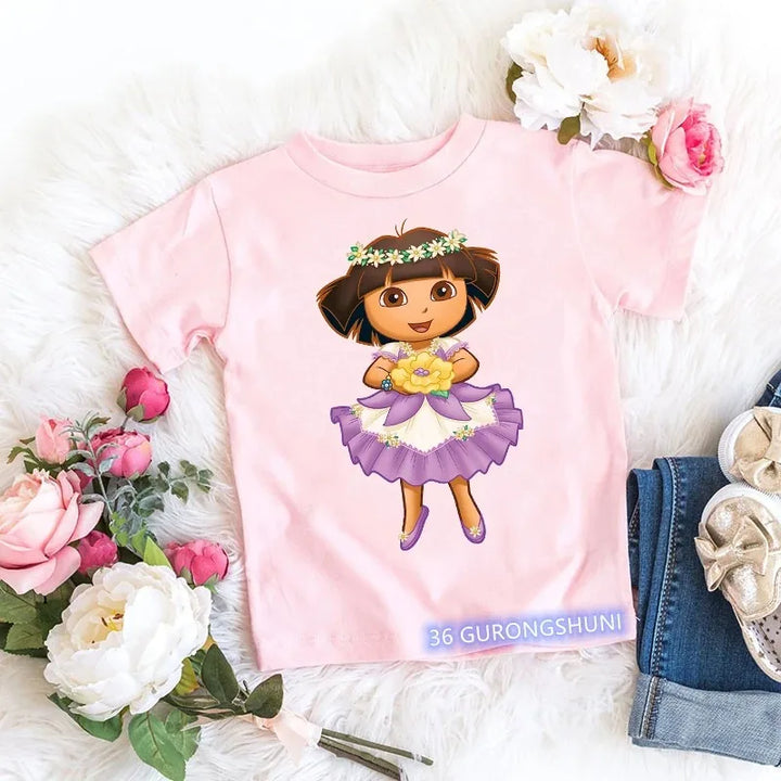 Fashion Kawaii Girls T-Shirt Pink Short-Sleeved Tops