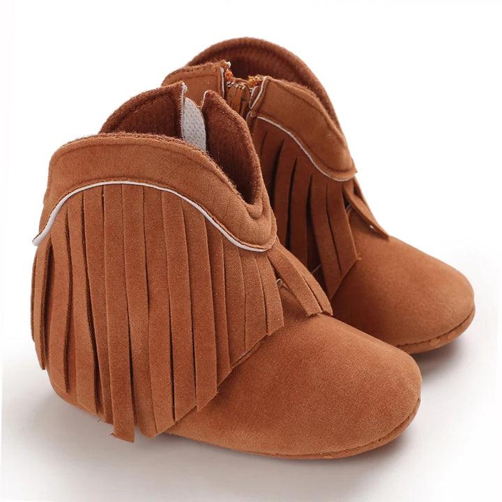 Baby Booties Vintage Tassel Anti-slip Sole Winter Warm Baby Boys Girls Shoes