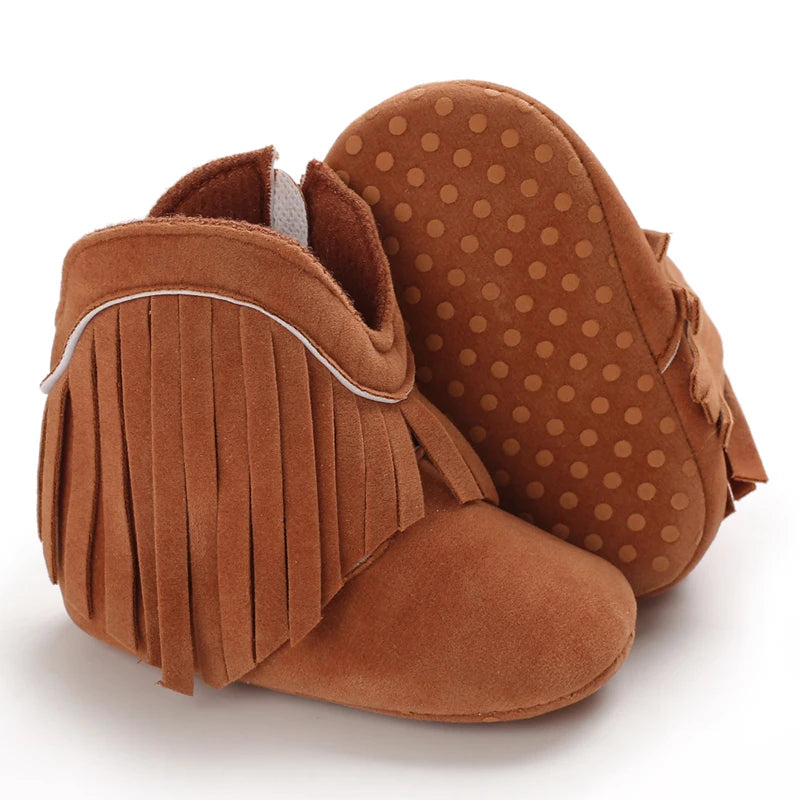 Baby Booties Vintage Tassel Anti-slip Sole Winter Warm Baby Boys Girls Shoes