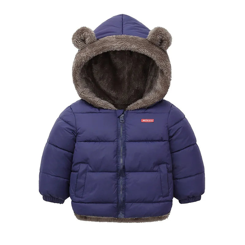 Baby Boys Girls Jacket Hooded Cotton Outerwear Children's Thick Fleece Coat Cashmere Padded Jackets Winter Boys Girls Warm Coats