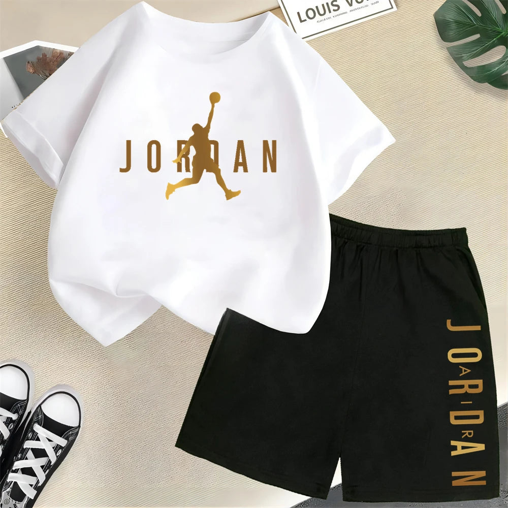 T-shirt Shorts 2pcs Set Kids Boy Girl Fashion Clothing