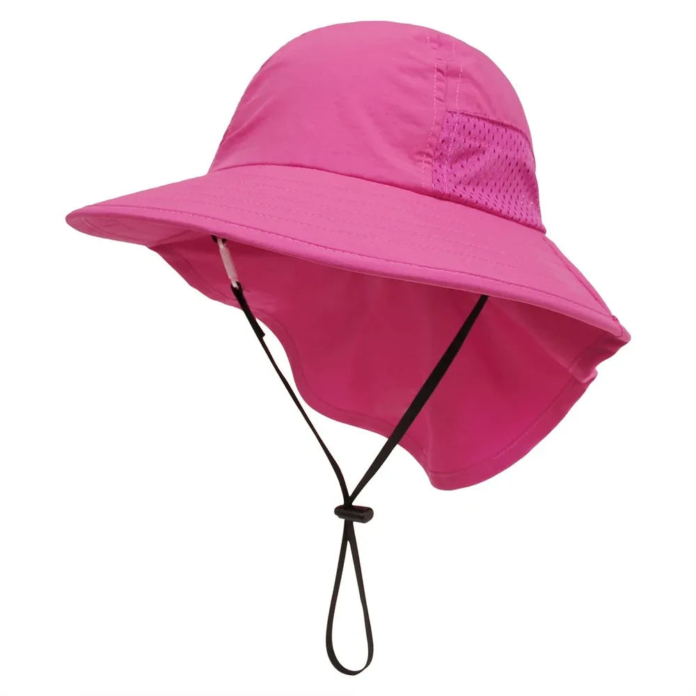 Neck Kids Bucket Hats for Girls Boys Adjustable 6M-6Y