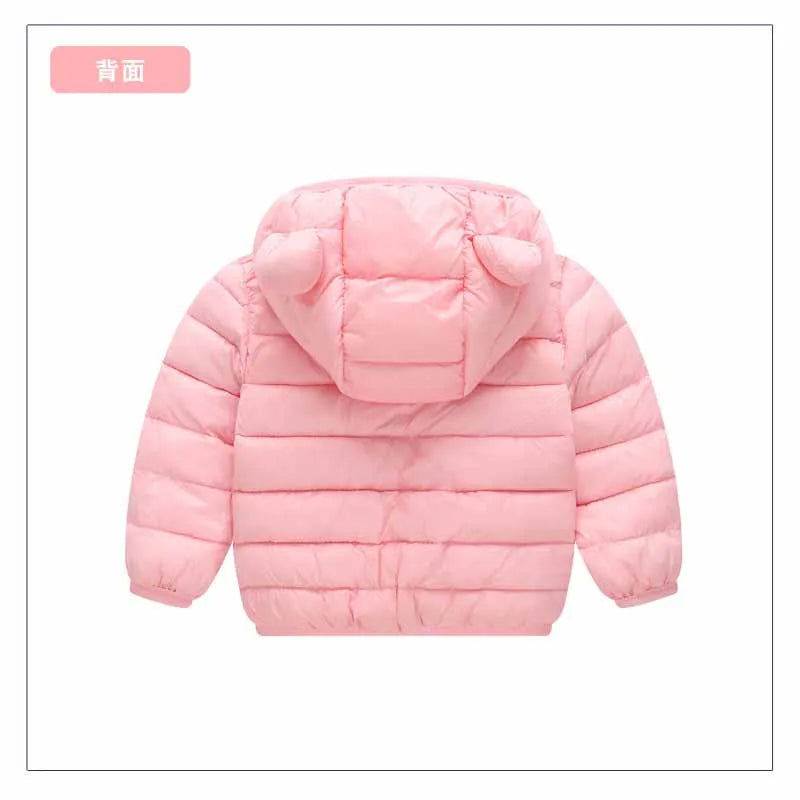 Boys Light Down Coat Girls Baby Warm Solid Color Hooded Jacket Autumn Winter New Children's Casual Fashion Outerwear 12M-5 Years