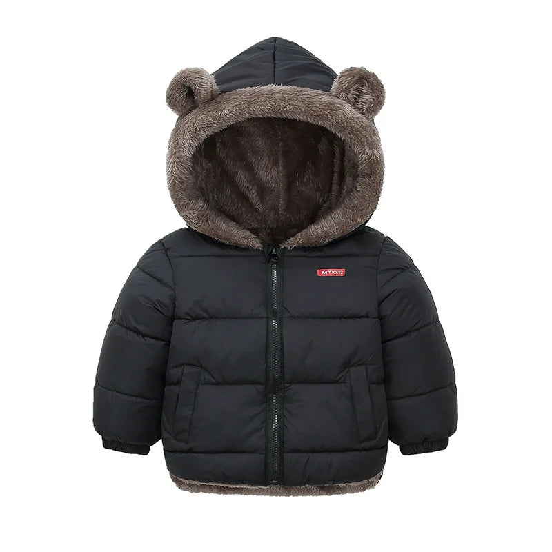 Baby Boys Girls Jacket Hooded Cotton Outerwear Children's Thick Fleece Coat Cashmere Padded Jackets Winter Boys Girls Warm Coats