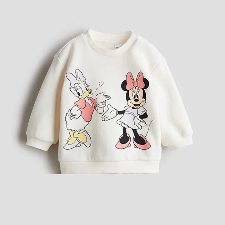 Girls Hooded Tops Fashion Casual Cartoon Sweatshirt Long Sleeve Tops Kids Autumn Costume Cute Baby Minnie Daisy Print Hoodies