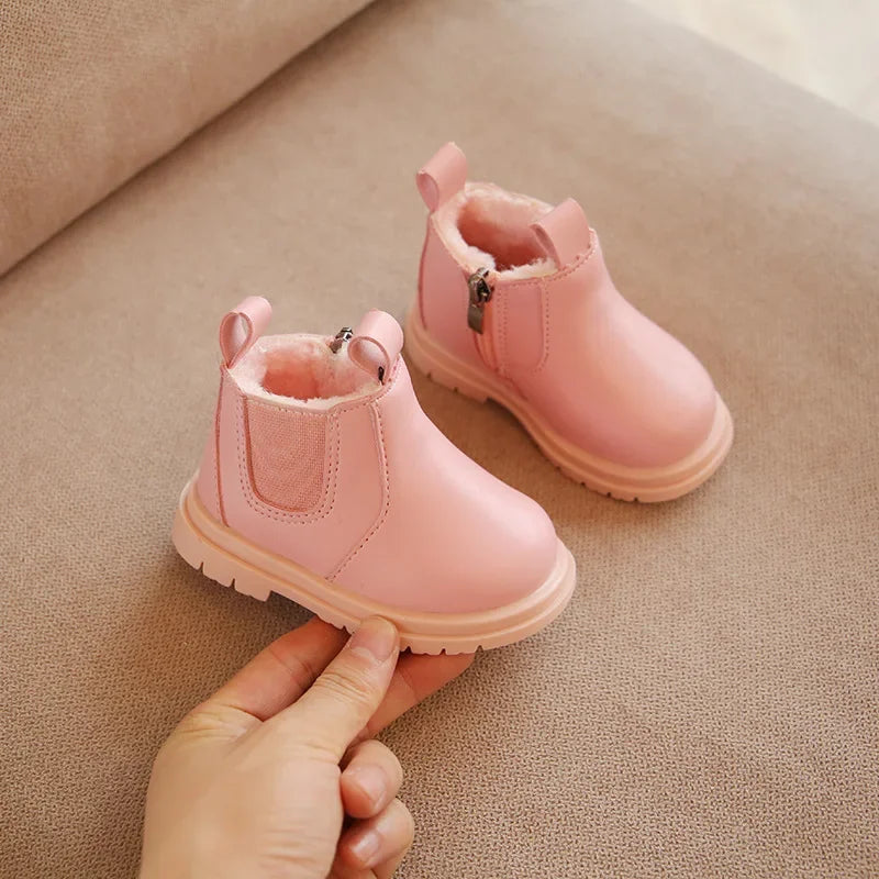 Little Boys Girls Ankle Leather Boots