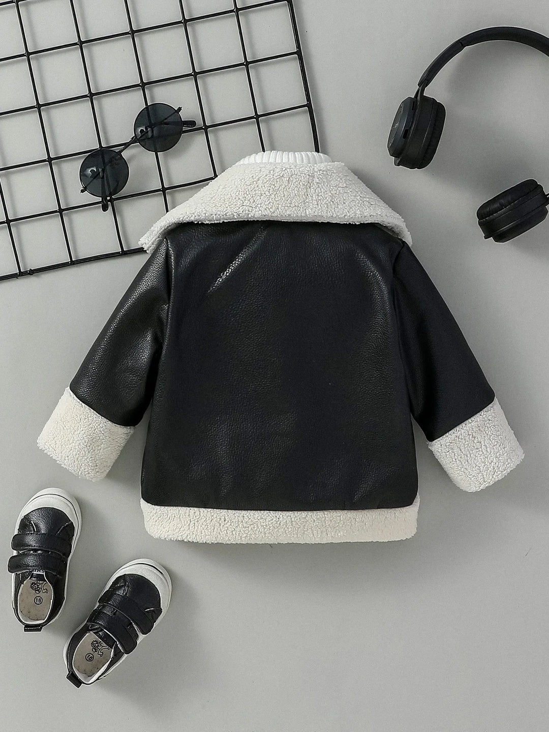 Black Leather Coats Winter Fashion Clothes For 3M-3Y