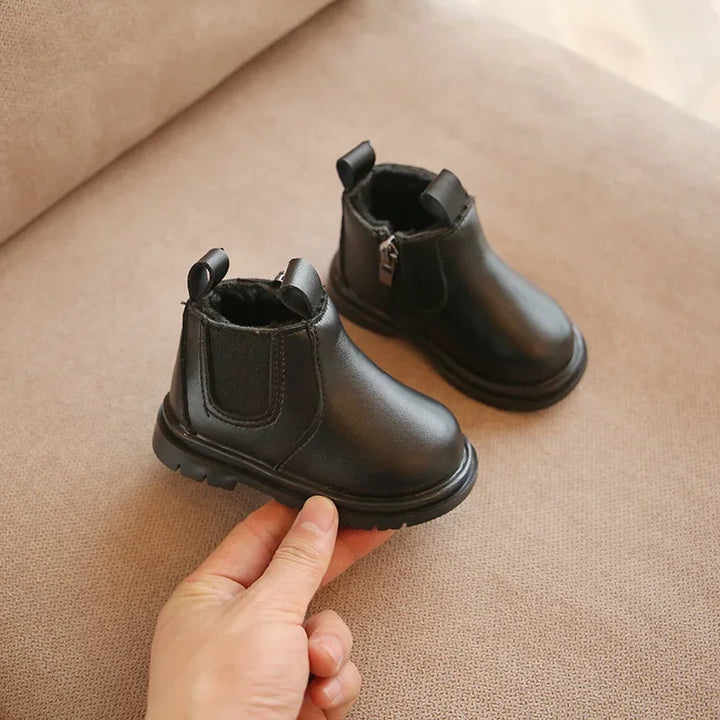 Little Boys Girls Ankle Leather Boots