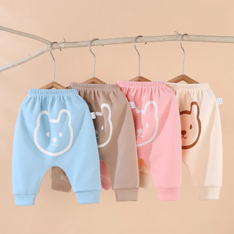 2024 Autumn Winter Newborn Girl Pp Pant Fleece Warm Kid Baby Girl Jogger Pant Cotton Bear Printed Elastic Waist Infant Girl Pant