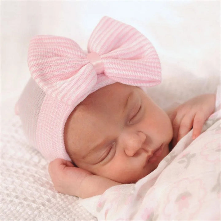 Newborn Hospital Hat Baby Hats Nursery Beanie Cap with Bow Cute