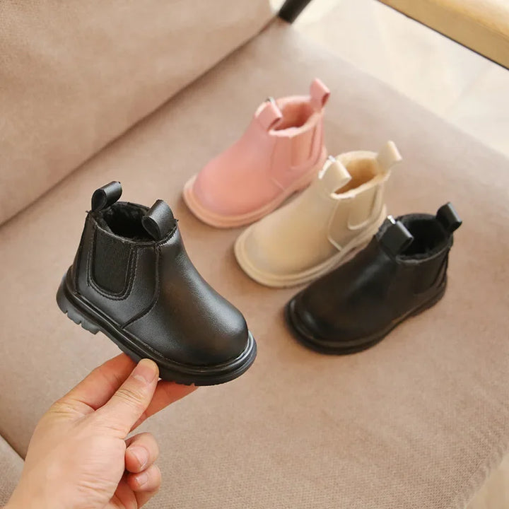 Boots Black White Pink Platform Kids Fur Boots for Girls Baby