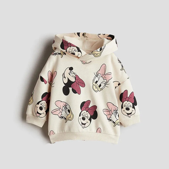 Girls Hooded Tops Fashion Casual Cartoon Sweatshirt Long Sleeve Tops Kids Autumn Costume Cute Baby Minnie Daisy Print Hoodies