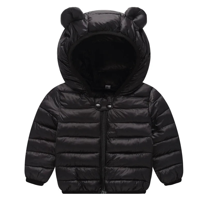 Boys Light Down Coat Girls Baby Warm Solid Color Hooded Jacket Autumn Winter New Children's Casual Fashion Outerwear 12M-5 Years