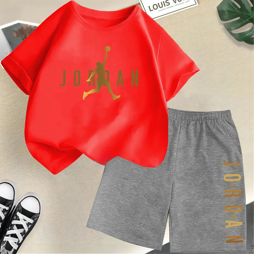 T-shirt Shorts 2pcs Set Kids Boy Girl Fashion Clothing