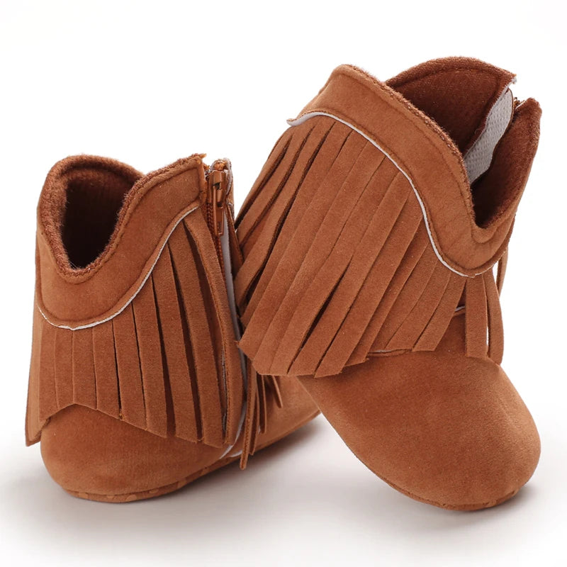 Baby Booties Vintage Tassel Anti-slip Sole Winter Warm Baby Boys Girls Shoes