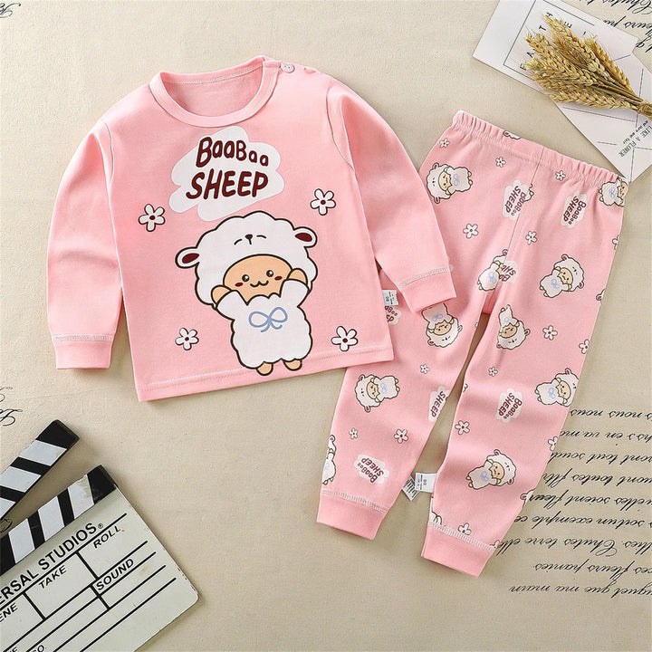 Toddler Kids Boys Girls Long Sleeve Pajamas Cartoon Tops