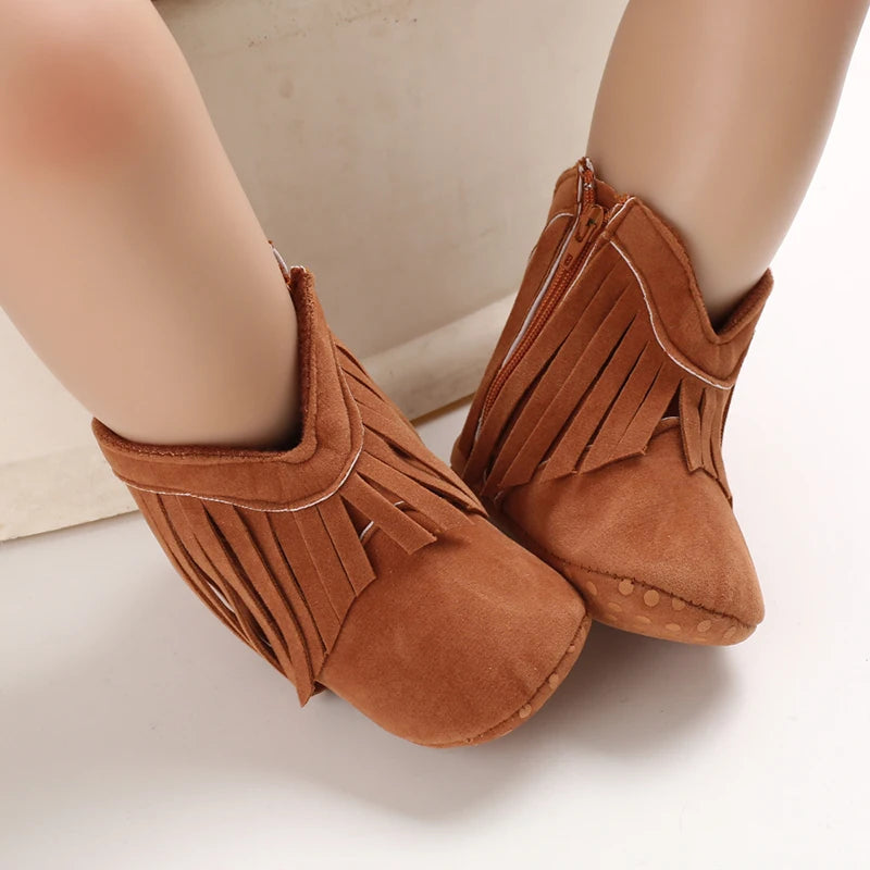 Baby Booties Vintage Tassel Anti-slip Sole Winter Warm Baby Boys Girls Shoes