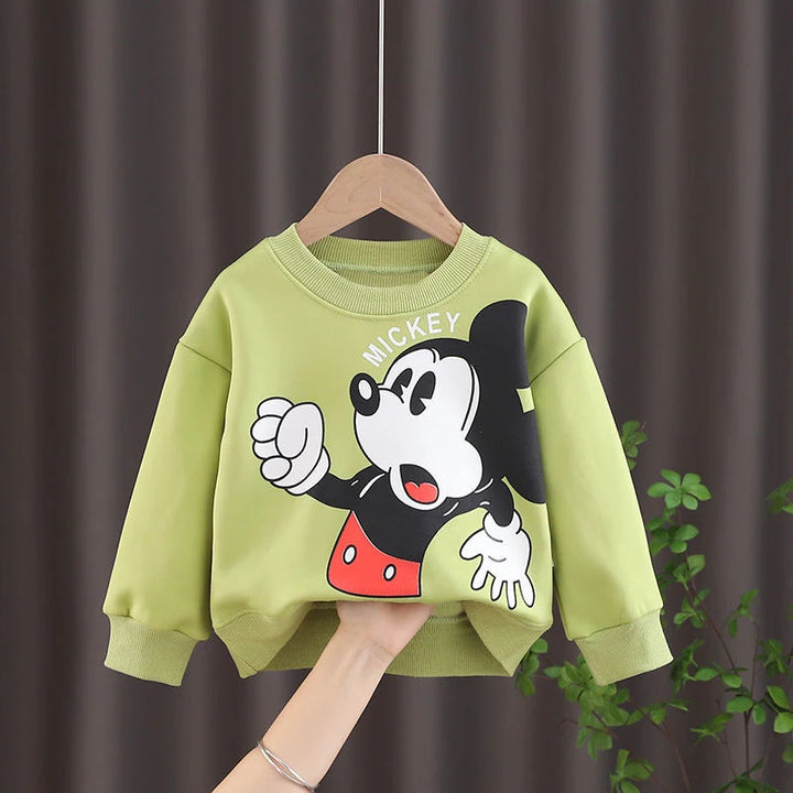 Mickey Long Sleeve Tops Base Shirt Loose Fashion Baby Round Collar Sweatshirt Hoodie Children Spring Autumn Clothing 0 1 2 3 4Y